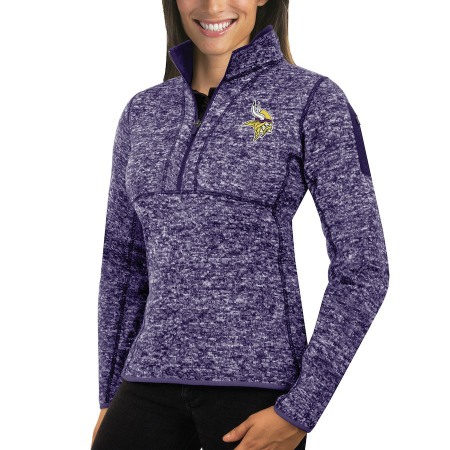 Minnesota Vikings Antigua Women's Fortune Half-Zip Sweater Heather Purple