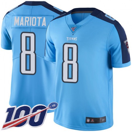 Nike Titans #8 Marcus Mariota Light Blue Youth Stitched NFL Limited Rush 100th Season Jersey