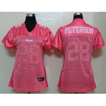 Nike Vikings #28 Adrian Peterson Pink Sweetheart Women's NFL Game Jersey