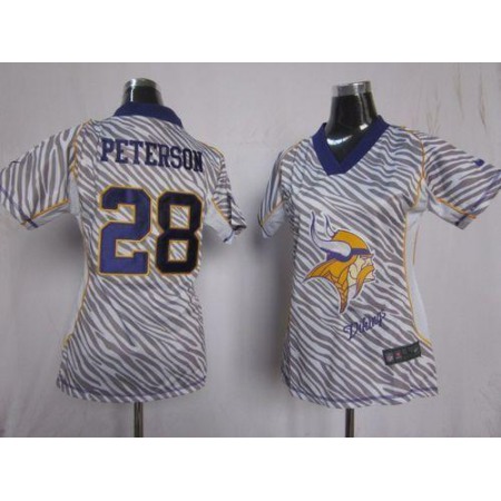 Nike Vikings #28 Adrian Peterson Zebra Women's Stitched NFL Elite Jersey