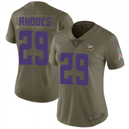 Nike Vikings #29 Xavier Rhodes Olive Women's Stitched NFL Limited 2017 Salute to Service Jersey