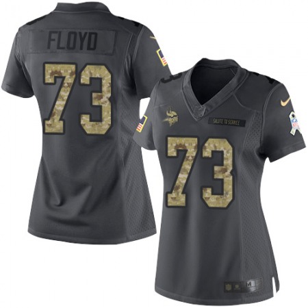 Nike Vikings #73 Sharrif Floyd Black Women's Stitched NFL Limited 2016 Salute To Service Jersey