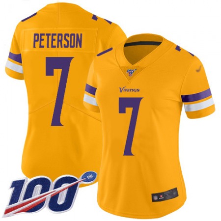 Nike Vikings #7 Patrick Peterson Gold Women's Stitched NFL Limited Inverted Legend 100th Season Jersey