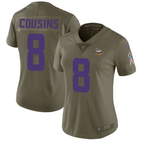 Nike Vikings #8 Kirk Cousins Olive Women's Stitched NFL Limited 2017 Salute to Service Jersey