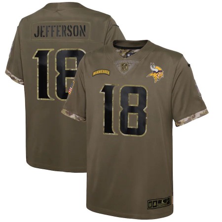 Minnesota Vikings #18 Justin Jefferson Nike Youth 2022 Salute To Service Limited Jersey - Olive