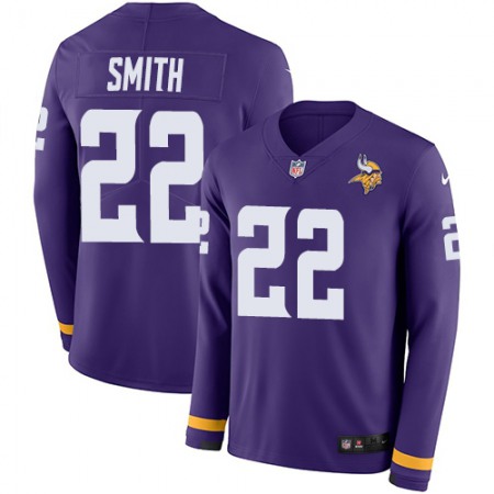 Nike Vikings #22 Harrison Smith Purple Team Color Youth Stitched NFL Limited Therma Long Sleeve Jersey