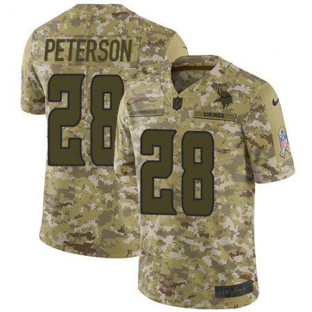Nike Vikings #28 Adrian Peterson Camo Youth Stitched NFL Limited 2018 Salute to Service Jersey