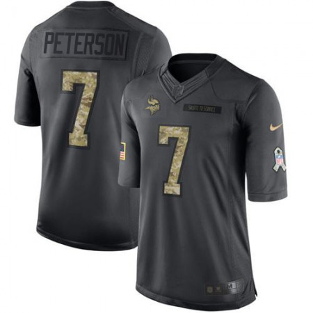 Nike Vikings #7 Patrick Peterson Black Youth Stitched NFL Limited 2016 Salute to Service Jersey