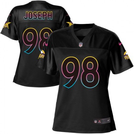 Nike Vikings #98 Linval Joseph Black Women's NFL Fashion Game Jersey