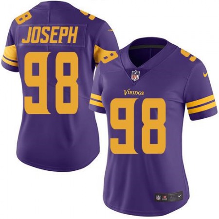 Nike Vikings #98 Linval Joseph Purple Women's Stitched NFL Limited Rush Jersey