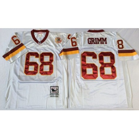 Mitchell And Ness Nike Commanders #68 Russ Grimm White Throwback Stitched NFL Jersey