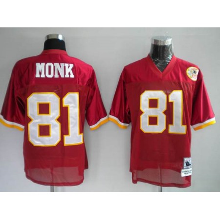 Mitchell and Ness Nike Commanders #81 Art Monk Stitched Red 50TH Anniversary NFL Jersey