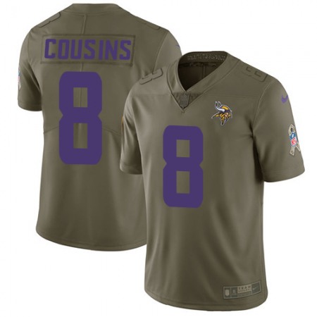 Nike Vikings #8 Kirk Cousins Olive Youth Stitched NFL Limited 2017 Salute to Service Jersey