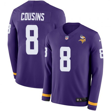 Nike Vikings #8 Kirk Cousins Purple Team Color Youth Stitched NFL Limited Therma Long Sleeve Jersey