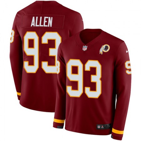 Nike Commanders #93 Jonathan Allen Burgundy Red Team Color Men's Stitched NFL Limited Therma Long Sleeve Jersey
