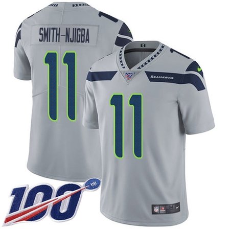 Nike Seahawks #11 Jaxon Smith-Njigba Grey Alternate Men's Stitched NFL 100th Season Vapor Untouchable Limited Jersey