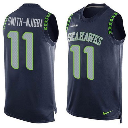 Nike Seahawks #11 Jaxon Smith-Njigba Steel Blue Team Color Men's Stitched NFL Limited Tank Top Jersey