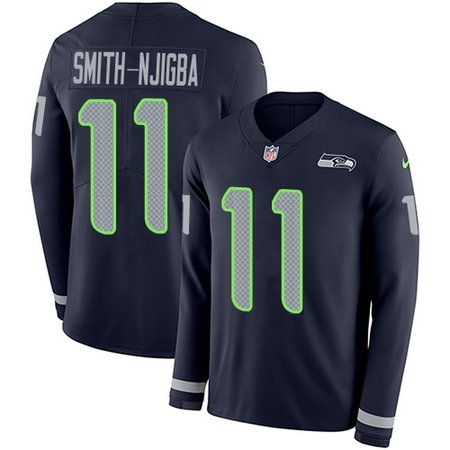 Nike Seahawks #11 Jaxon Smith-Njigba Steel Blue Team Color Men's Stitched NFL Limited Therma Long Sleeve Jersey