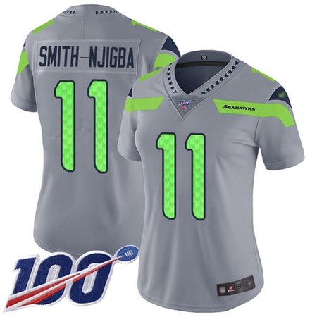 Nike Seahawks #11 Jaxon Smith-Njigba Gray Women's Stitched NFL Limited Inverted Legend 100th Season Jersey
