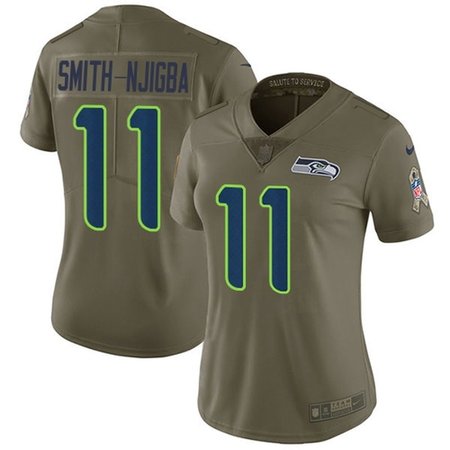 Nike Seahawks #11 Jaxon Smith-Njigba Olive Women's Stitched NFL Limited 2017 Salute To Service Jersey