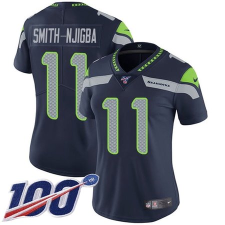 Nike Seahawks #11 Jaxon Smith-Njigba Steel Blue Team Color Women's Stitched NFL 100th Season Vapor Untouchable Limited Jersey