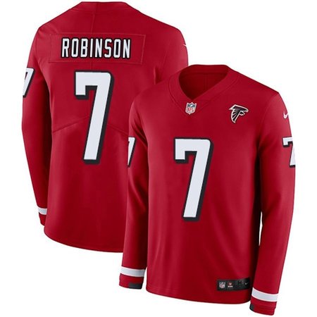 Nike Falcons #7 Bijan Robinson Red Team Color Men's Stitched NFL Limited Therma Long Sleeve Jersey
