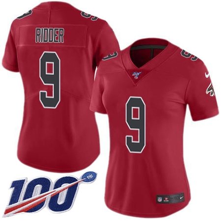 Nike Falcons #5 Desmond Ridder Red Stitched Women's NFL Limited Rush 100th Season Jersey