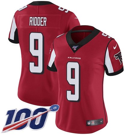 Nike Falcons #5 Desmond Ridder Red Team Color Stitched Women's NFL 100th Season Vapor Untouchable Limited Jersey