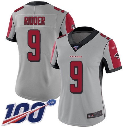Nike Falcons #5 Desmond Ridder Silver Stitched Women's NFL Limited Inverted Legend 100th Season Jersey
