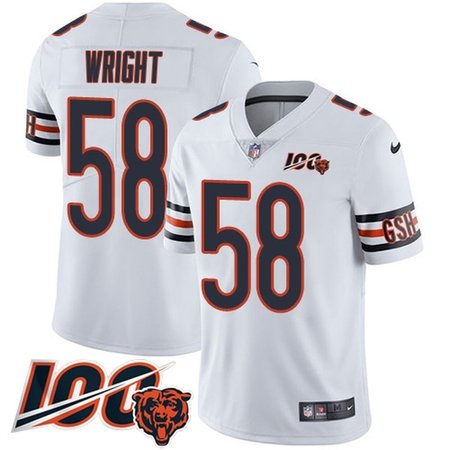 Nike Bears #58 Darnell Wright White Men's Stitched NFL 100th Season Vapor Untouchable Limited Jersey