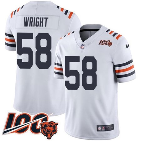 Nike Bears #58 Darnell Wright White Alternate Men's Stitched NFL Vapor Untouchable Limited 100th Season Jersey