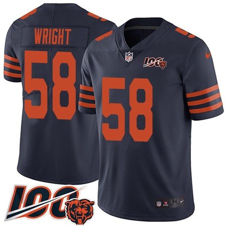 Nike Bears #58 Darnell Wright Navy Blue Alternate Men's Stitched NFL 100th Season Vapor Limited Jersey
