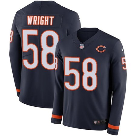 Nike Bears #58 Darnell Wright Navy Blue Team Color Men's Stitched NFL Limited Therma Long Sleeve Jersey