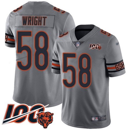Nike Bears #58 Darnell Wright Silver Men's Stitched NFL Limited Inverted Legend 100th Season Jersey