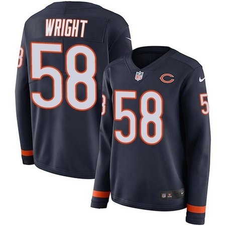Nike Bears #58 Darnell Wright Navy Blue Team Color Women's Stitched NFL Limited Therma Long Sleeve Jersey