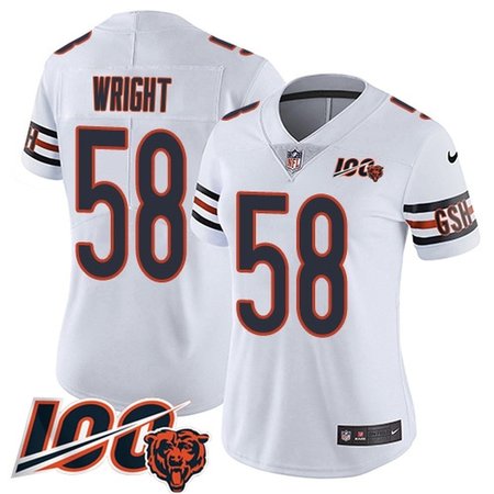 Nike Bears #58 Darnell Wright White Alternate Women's Stitched NFL Vapor Untouchable Limited 100th Season Jersey