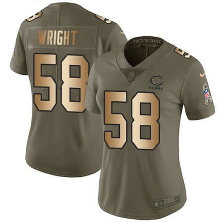 Nike Bears #58 Darnell Wright Olive/Gold Women's Stitched NFL Limited 2017 Salute To Service Jersey
