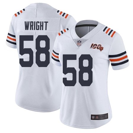 Nike Bears #58 Darnell Wright White Women's Stitched NFL 100th Season Vapor Limited Jersey