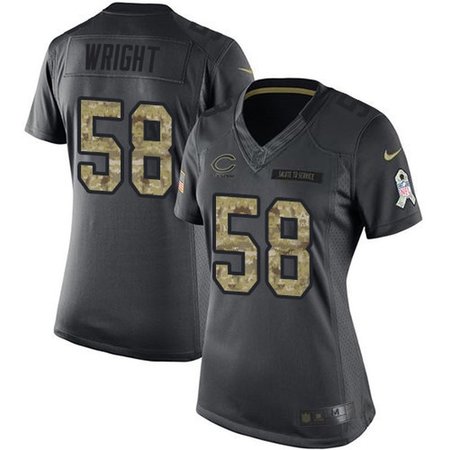 Nike Bears #58 Darnell Wright Black Women's Stitched NFL Limited 2016 Salute to Service Jersey