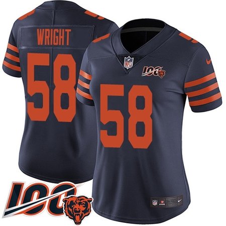 Nike Bears #58 Darnell Wright Navy Blue Alternate Women's Stitched NFL 100th Season Vapor Limited Jersey