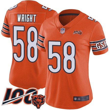 Nike Bears #58 Darnell Wright Orange Women's Stitched NFL Limited Rush 100th Season Jersey