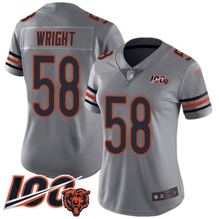 Nike Bears #58 Darnell Wright Silver Women's Stitched NFL Limited Inverted Legend 100th Season Jersey