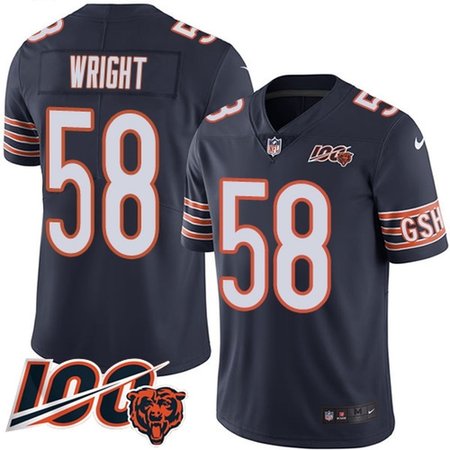 Nike Bears #58 Darnell Wright Navy Blue Team Color Youth Stitched NFL 100th Season Vapor Limited Jersey
