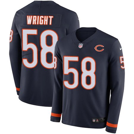 Nike Bears #58 Darnell Wright Navy Blue Team Color Youth Stitched NFL Limited Therma Long Sleeve Jersey