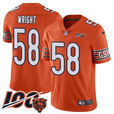 Nike Bears #58 Darnell Wright Orange Youth Stitched NFL Limited Rush 100th Season Jersey