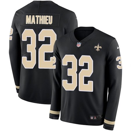Nike Saints #32 Tyrann Mathieu Black Team Color Men's Stitched NFL Limited Therma Long Sleeve Jersey