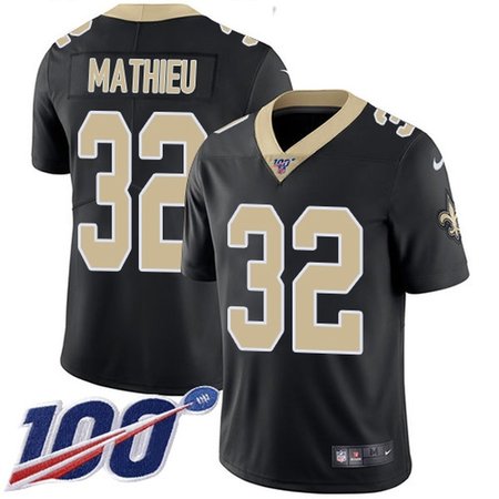 Nike Saints #32 Tyrann Mathieu Black Team Color Men's Stitched NFL 100th Season Vapor Limited Jersey
