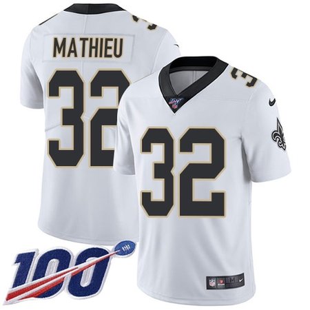 Nike Saints #32 Tyrann Mathieu White Men's Stitched NFL 100th Season Vapor Limited Jersey