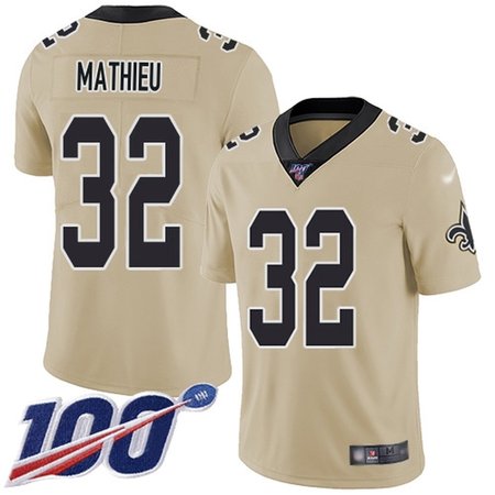 Nike Saints #32 Tyrann Mathieu Gold Men's Stitched NFL Limited Inverted Legend 100th Season Jersey
