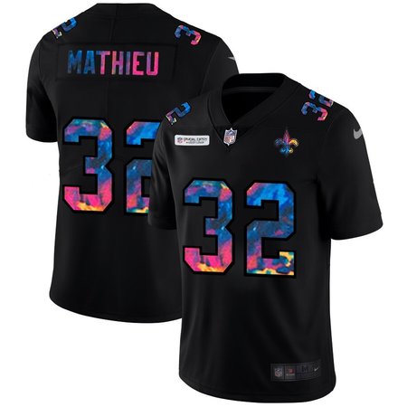 New Orleans Saints #32 Tyrann Mathieu Men's Nike Multi-Color Black 2020 NFL Crucial Catch Vapor Untouchable Limited Jersey